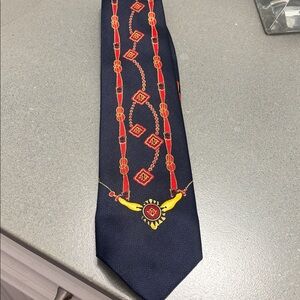 Elegant Navy and Red Patterned Tie